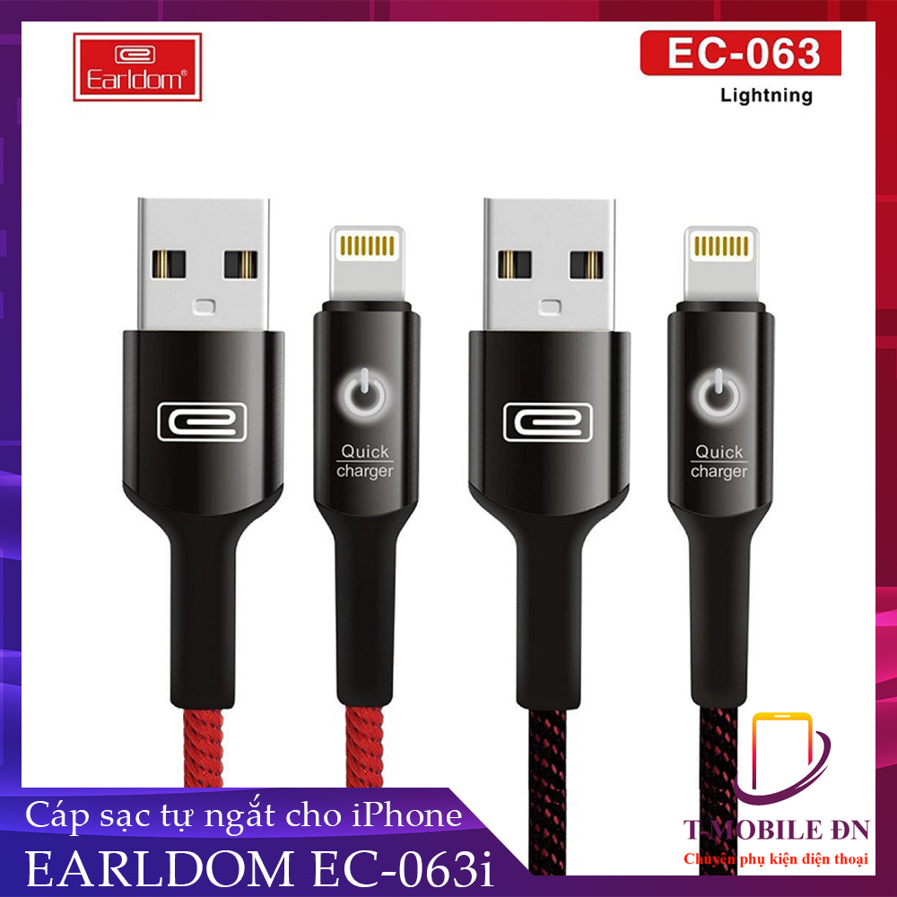 Cáp sạc tự ngắt dành cho iPhone cổng Lightning Earldom EC-063i