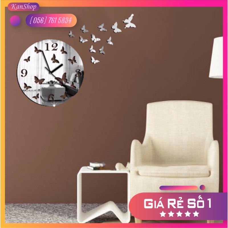 Đồng hồ treo tường 3d hình bướm
