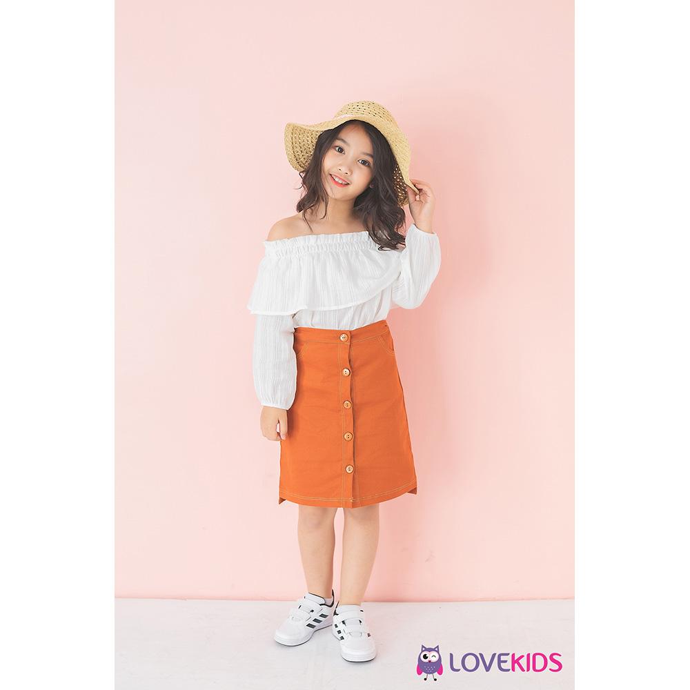 Chân váy bg kaki trơn - màu cam lk0330 - lovekids