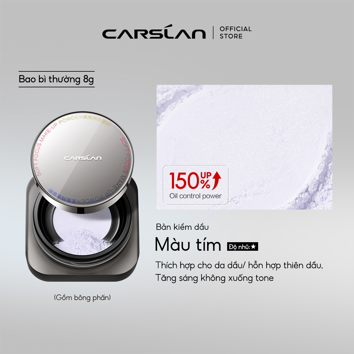 [ĐỘC QUYỀN 25-29.06|VOUCHER+QUÀ TẶNG]Phấn phủ Carslan mỏng nhẹ kiềm dầu chống nước cực đỉnh giúp khóa nền và nâng tông 4 tông màu tùy chọn 8g