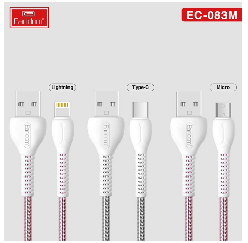 Cáp sạc earldom 1m ec-082 độ bền cao có sạc nhanh, được làm từ vật liệu nhựa TPE cao cấp có chống gãy gập, khả năng cách điện và cách nhiệu và có độ bền cựa cao