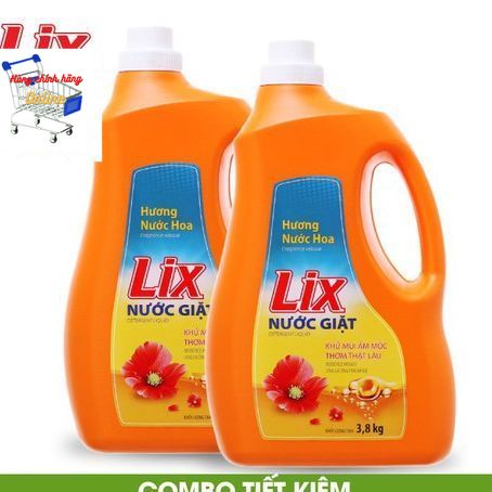 Combo 2 can Nước giặt Lix - hương nước hoa đậm đặc dành cho giặt máy và giặt tay