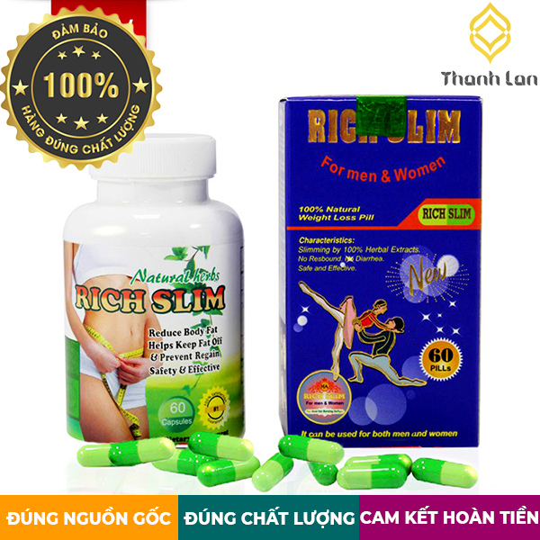 Rich Slim USA - Viên Uống Giảm Cân Rich Slim Dùng Tốt Cho Cả Nam và Nữ Giới Mẫu Mới 2023 60 Viên