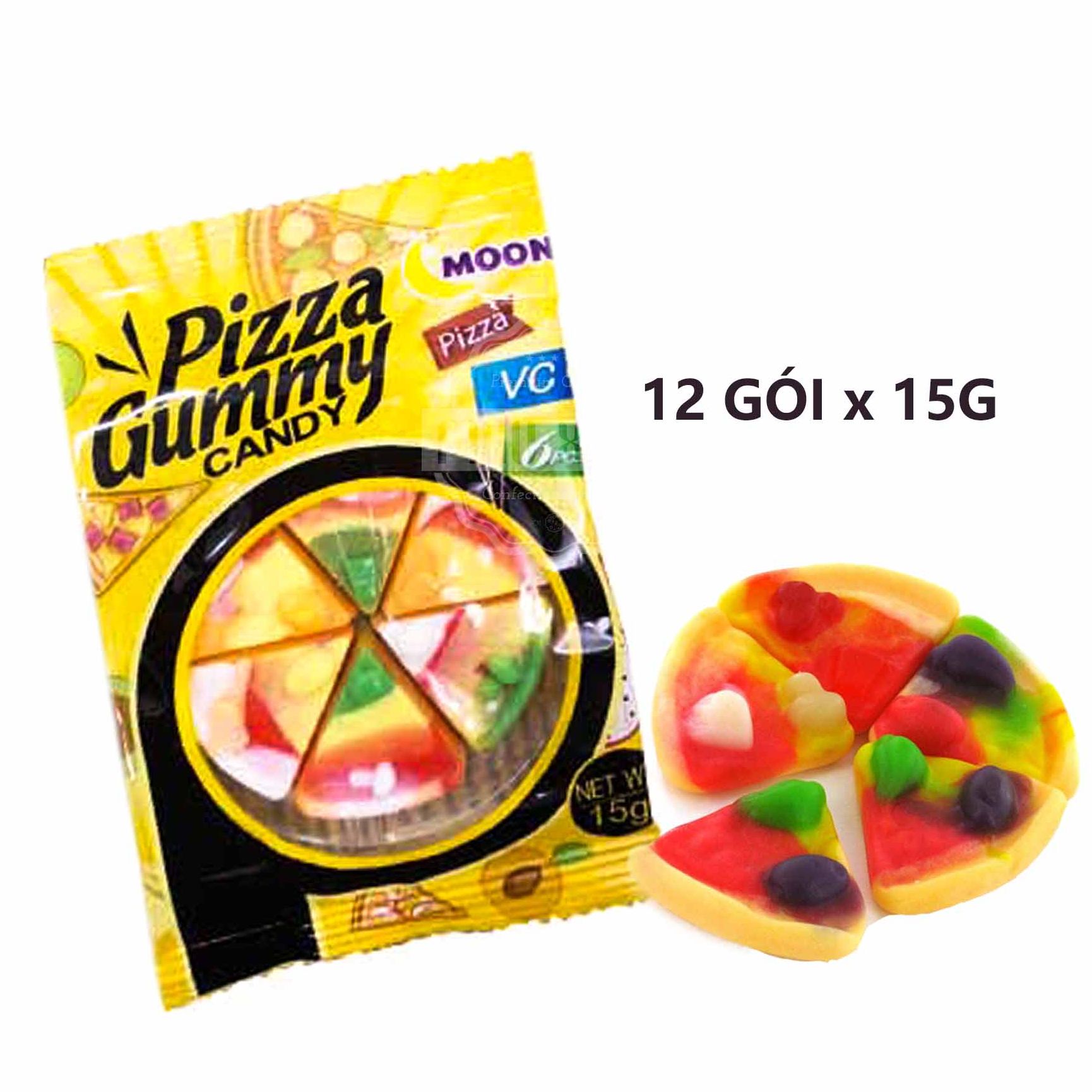 Combo 12 gói kẹo dẻo trái cây pizza moon gummy candy - 15g x 12 gói