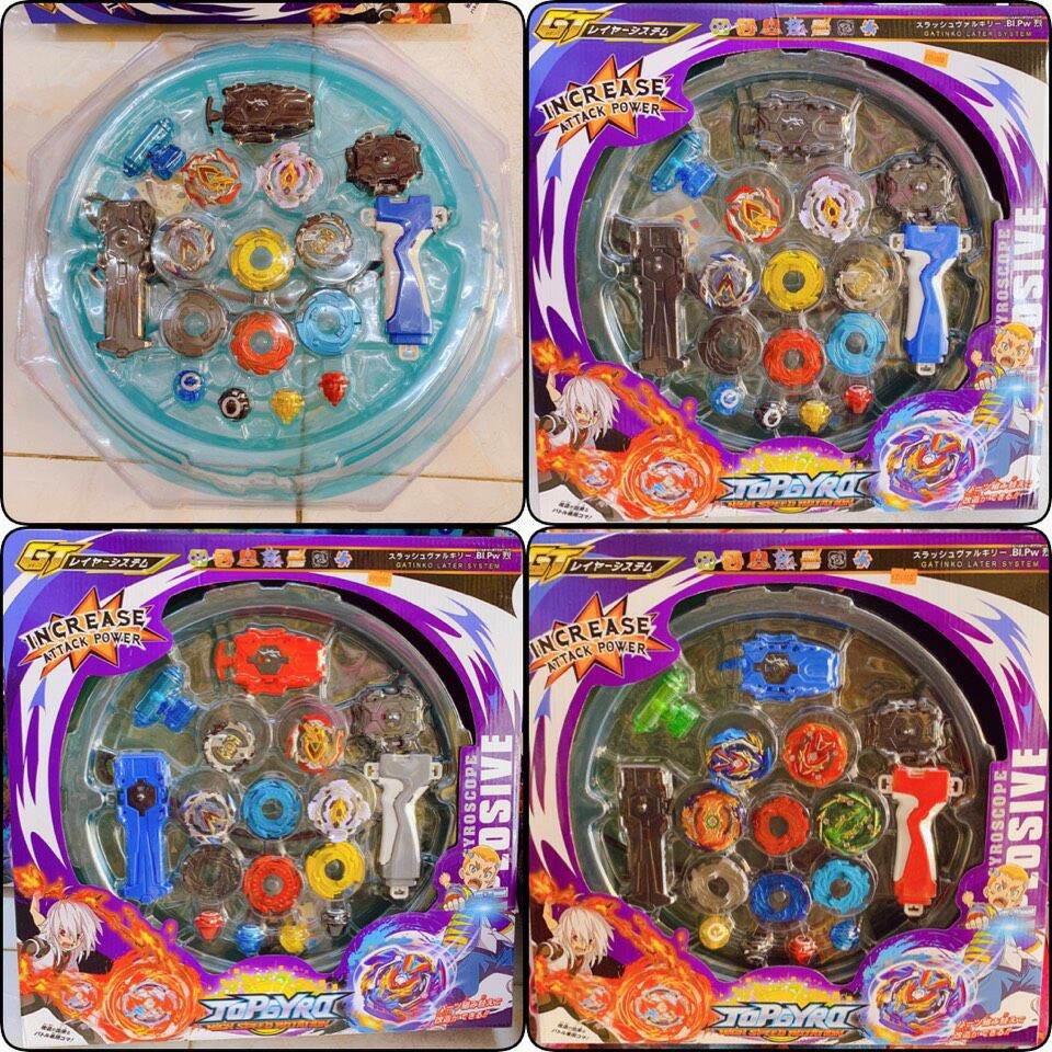 Sàn đấu con quay Beyblade Burst lớn 40 cm + 4 con quay + 3 tay quay