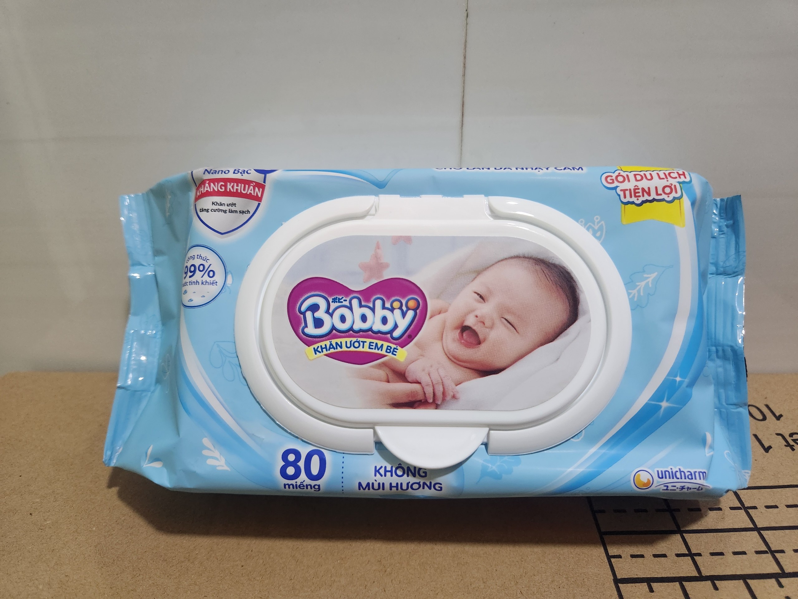 Khăn ướt bobby 80 tờ không mùi