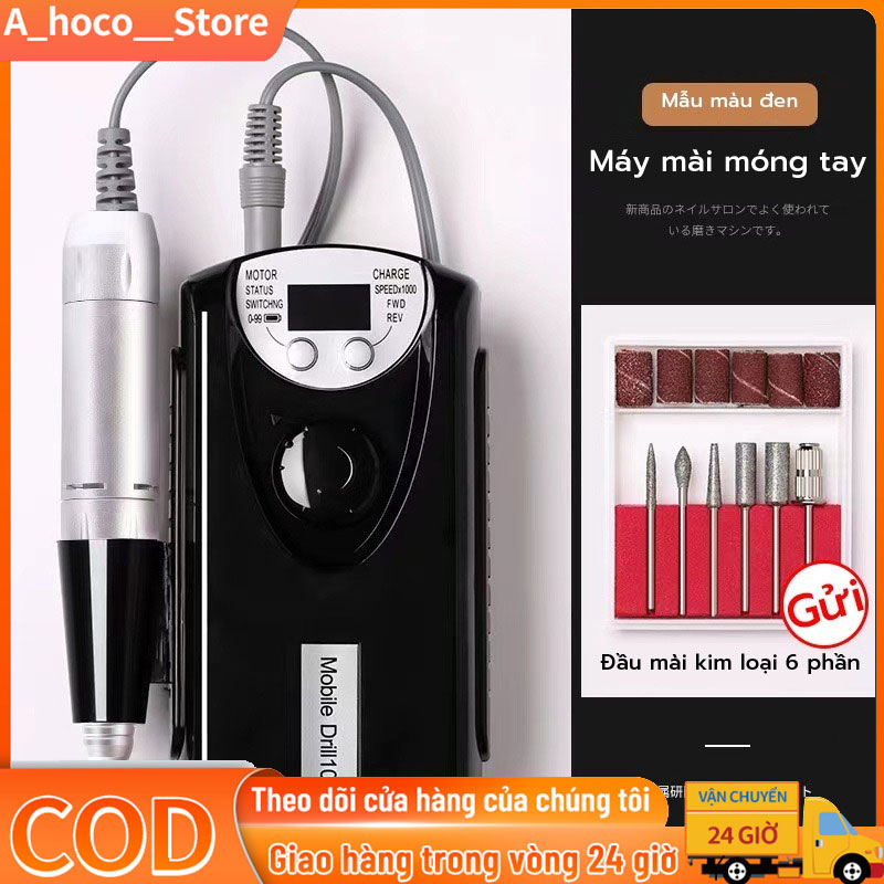Monqiqi máy mài móng tích điện làm nail, máy mài nail mài gel tích điện cầm tay mini cao cấp-tặng kèm bồ đầu mài