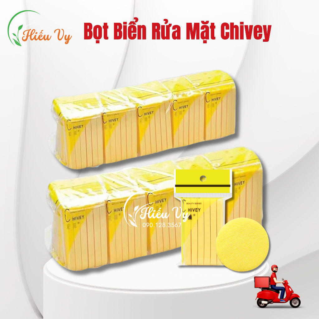 [20 gói = 240 miếng] Bông bọt biển bông mút nở rửa mặt Chivey loại 1