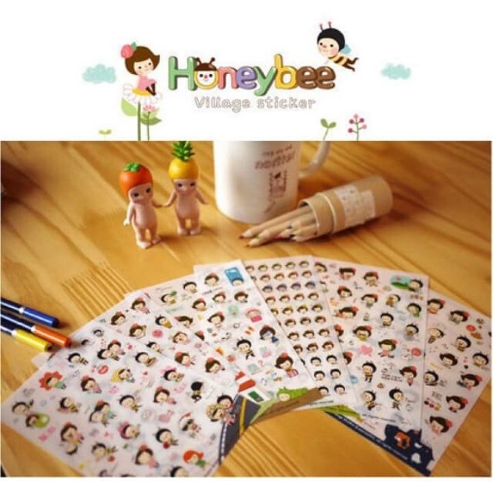 Combo 6 Miếng Dán Trang Trí Sticker Trang Trí Sticker Honeybee Phong Cách Hàn Quốc Dễ Thương
