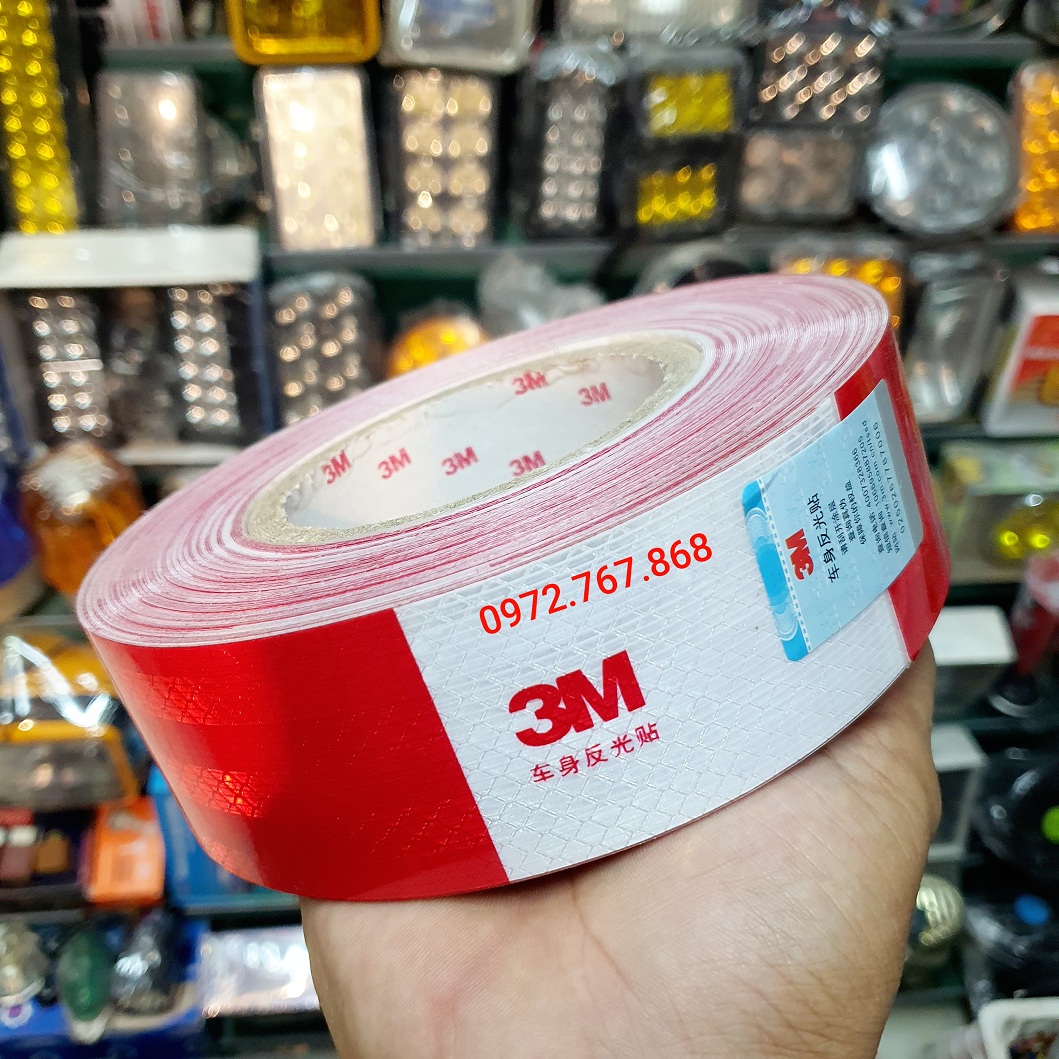 1 cuộn decal phản quang 3M đỏ trắng