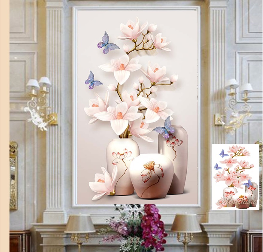 tranh đính đá hoa, quả tuyệt đẹp kt 50*70 cm