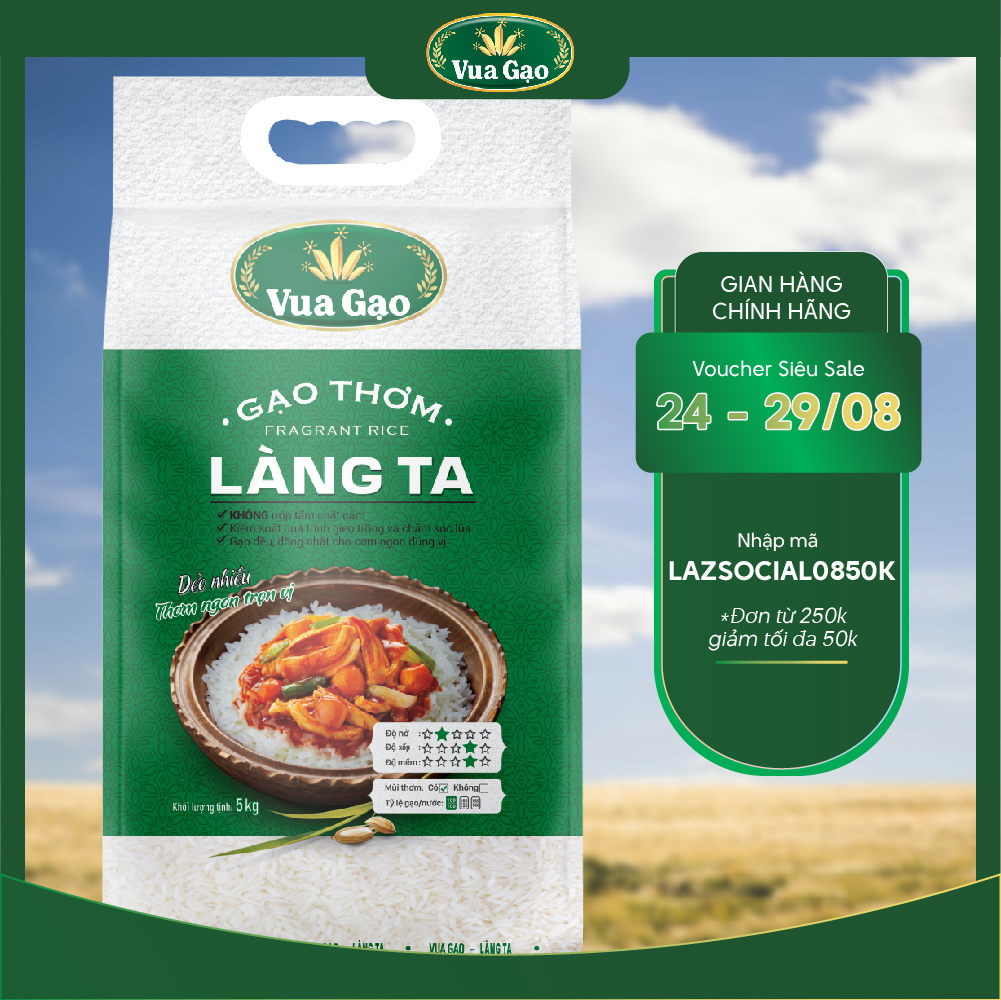 Gạo thơm làng ta - chính hãng vua gạo - túi 5kg
