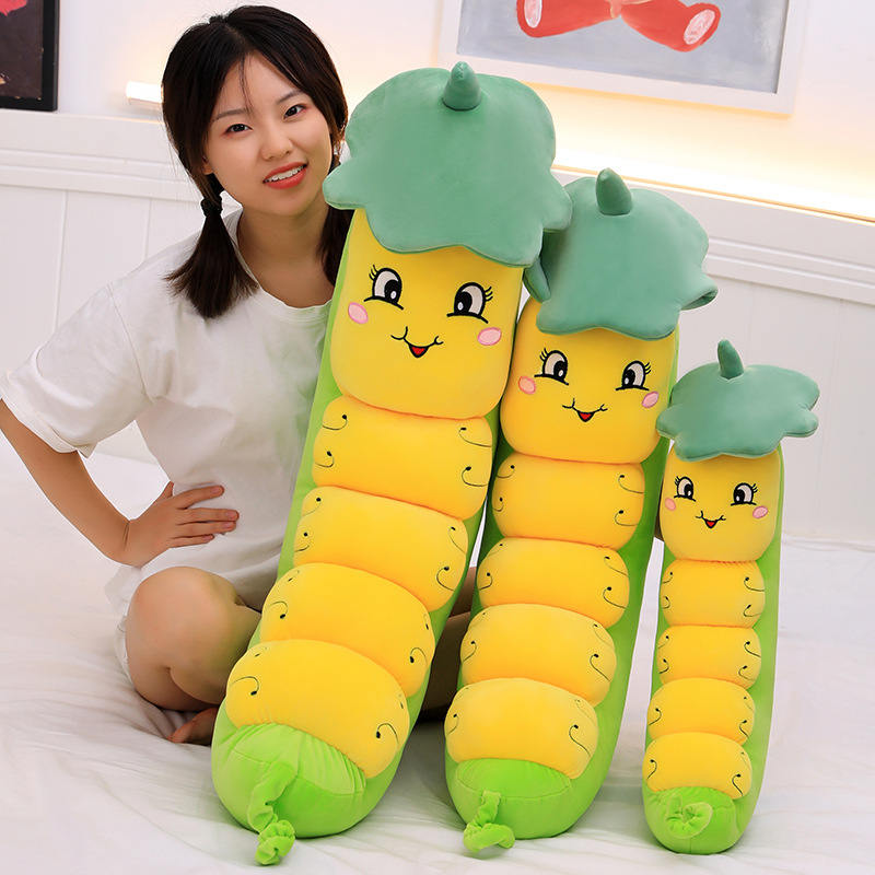 Gấu Bông Ôm Ngủ , Gối Ôm Cao Cấp Hình Sâu Khoai Đội Nón Sen Cute Đáng Yêu Vải Nhung Co Giãn 4 Chiều Cao Cấp