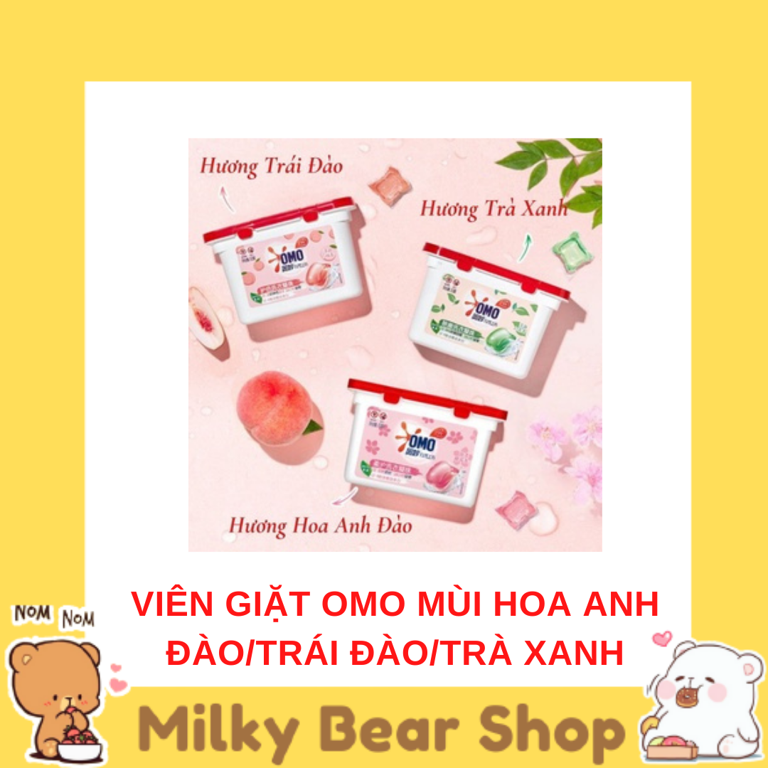 VIÊN GIẶT OMO NỘI ĐỊA TRUNG HƯƠNG HOA ANH ĐÀO/TRÁI ĐÀO/TRÀ XANH (50 VIÊN)