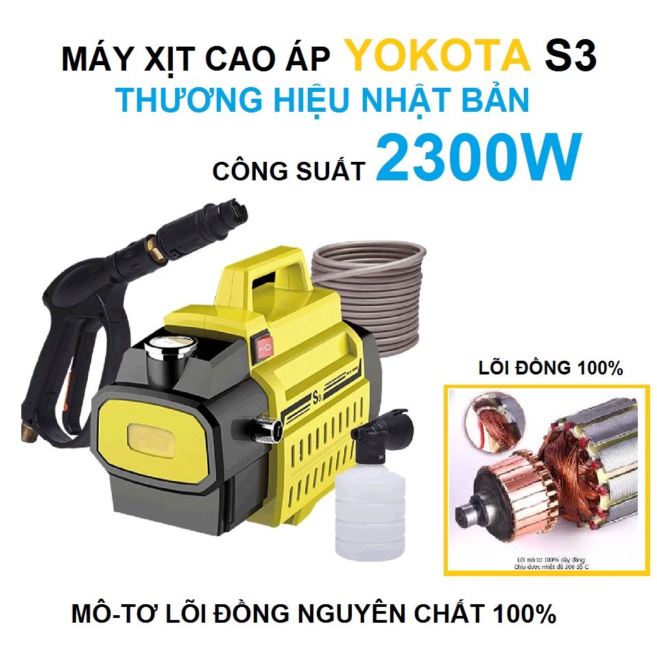 Máy xịt rửa xe chuyên nghiệp yokota s3 thương hiệu nhật bản công suất 2300w chất lượng cao bền bỉ theo thời gian