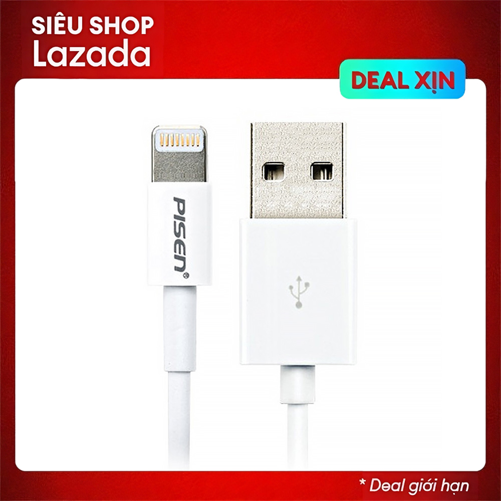 Cáp sạc Pisen Lightning (trắng) cáp sạc chuẩn kèm khả năng truyền dữ liệu
