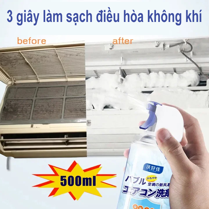 Japan Xịt vệ sinh máy lạnh tẩy sạch các vết bụi bẩn và diệt các loại vi khuẩn nấm mốc mùi hôi khó chịu của máy lạnh/500ml,Chai Bình Xịt Vệ Sinh Máy Lạnh Điều Hòa 500ml
