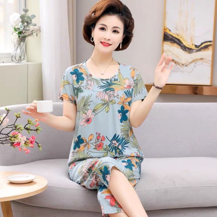 Bộ mặc nhà trung niên chất vải lanh- đồ bộ trung niên nữ