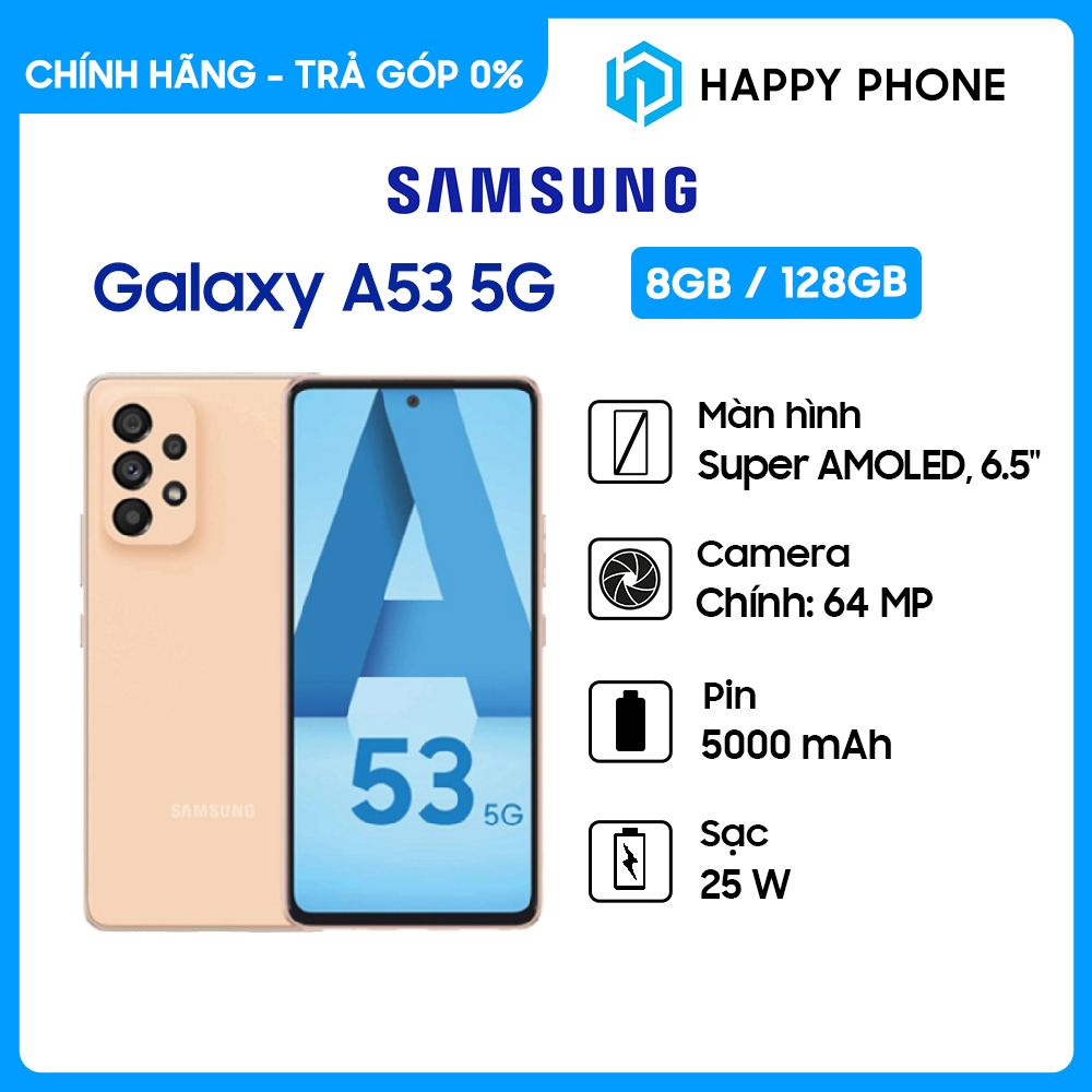 [ Trả Góp 0% ] Điện thoại Samsung Galaxy A53 5G (8GB/128GB) - Hàng Chính Hãng, Mới 100%, Nguyên Seal | Bảo hành 12 tháng