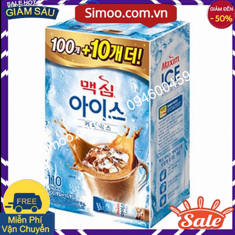 Sản phẩm chính hãng cà phê uống liền maxim ice mix dongsuh- nhập khẩu hàn quốc, hộp 110 gói