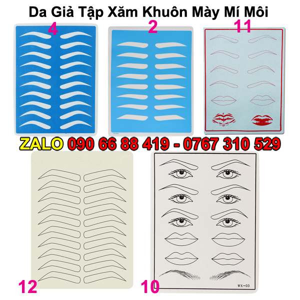 Da giả khung mày tập phun xăm - Da xăm tập xăm khuôn Môi Mày - Da giả phun xăm điêu khắc có sẵn khuôn mày