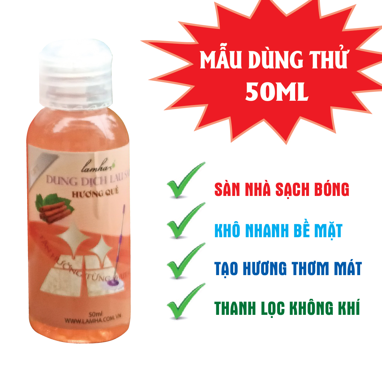 Nước lau nhà hương quế | lam hà | mẫu dùng thử 50ml
