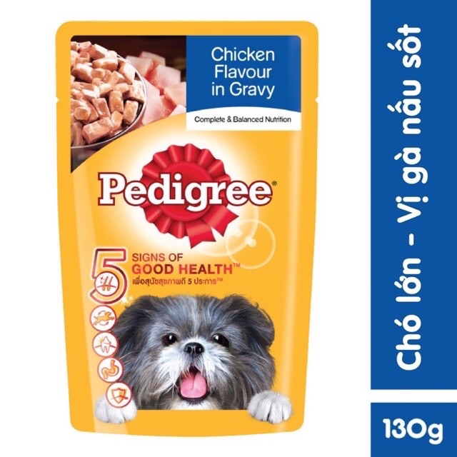 Bộ 12 Gói Thức ăn chó Pedigree vị gà nấu sốt 130g