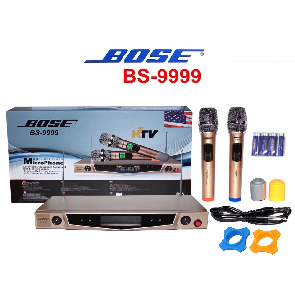 ( HÀNG BÃI USA ) Micro Không Dây Bose BS-9999 - Tặng Kèm 1 Cặp Chống Lăn - Mic Chống Hú Tốt,Chất Âm Trầm Ấm,Loại Bỏ Nhiễu Tạp Âm,Trong Sáng,Rõ Lời,Không Bị Vỡ Tiếng,Sóng Uhf Hoạt Động Mạnh Mẽ.Phù Hợp Cho Karaoke Gia Đình.