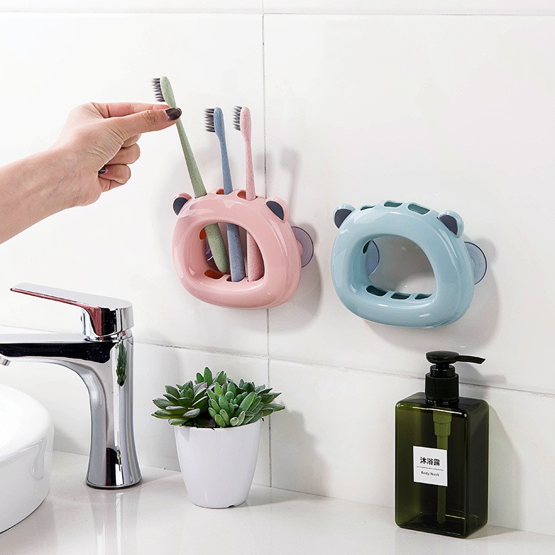 DỤNG CỤ TREO BÀN CHẢI ĐÁNH RĂNG HÌNH GẤU SIÊU CUTE - GIÁ TREO BÀN CHẢI ĐÁNH RĂNG DÁN TƯỜNG SIÊU DÍNH - HỘP ĐỰNG BÀN CHẢI KEM ĐÁNH RĂNG NHIỀU NGĂN TIỆN LỢI