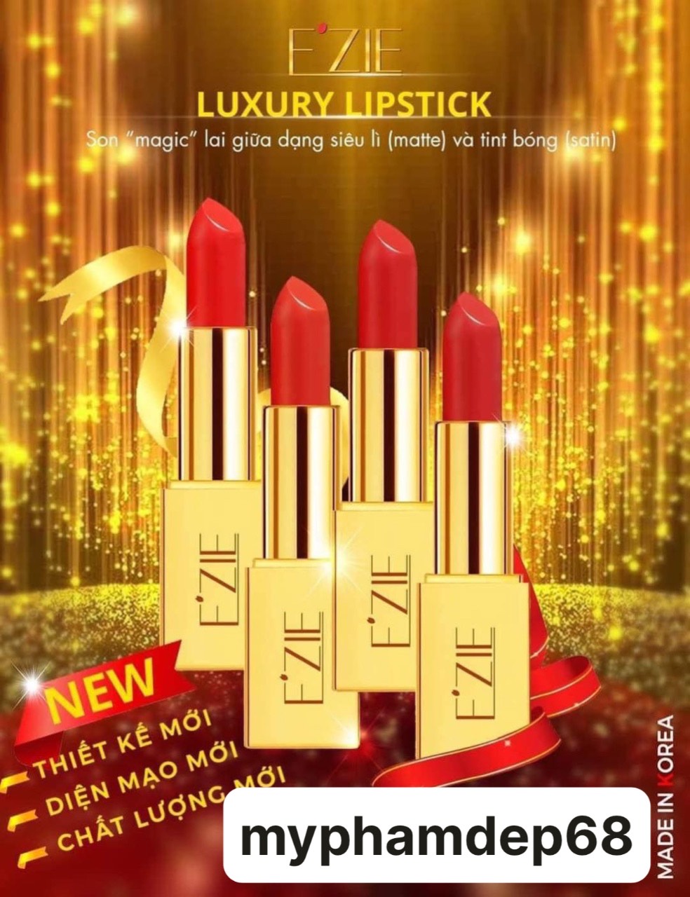 Son lì dưỡng  mô EZIE_LUXYRY_LIPSTICK Hàn Quốc, Son lì dưỡng môi Hàn Quốc, Son lì nịnh môi Maybilline, son thỏi lì Bbia Last tipstick version, son lì không trôi
