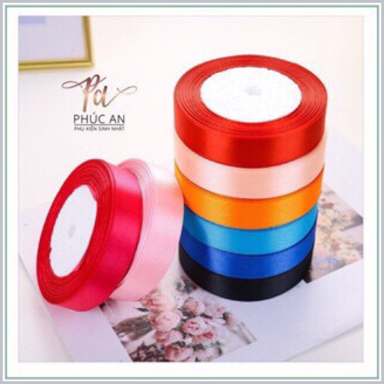 Ruy băng lụa 2cm trơn trang trí cuộn 2m