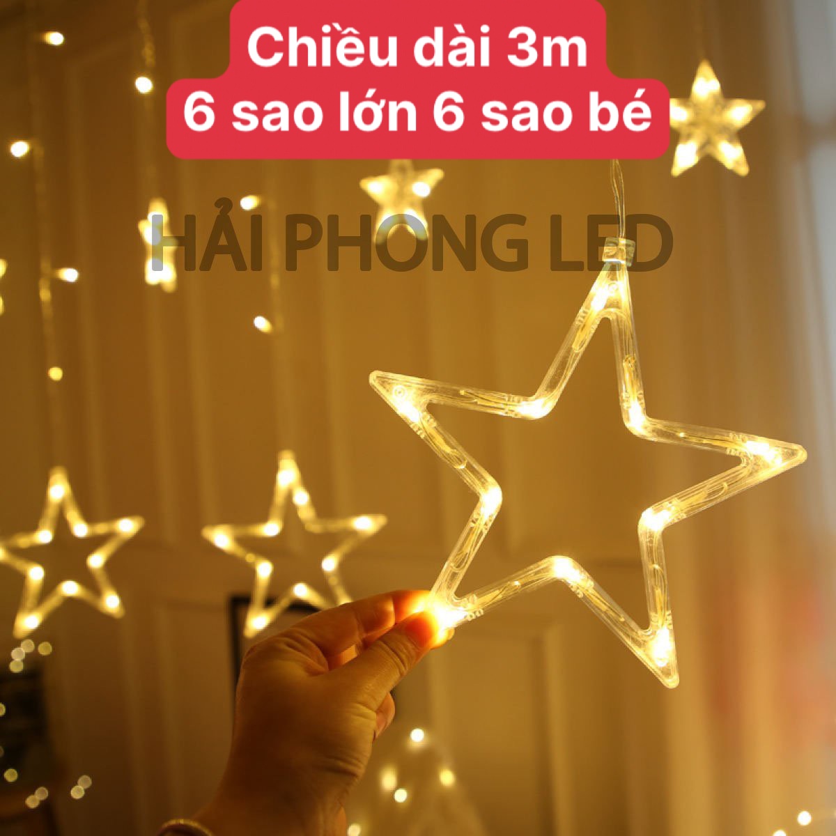 Đèn Led Hình Ngôi Sao - Đèn led rèm 12 ngôi sao - Đèn led nhấp nháy trang trí hình ngôi sao đèn ngôi sao đèn rèm cửa led mành hình sao Đèn nháy trang trí