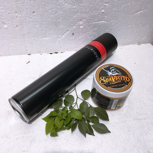 COMBO SÁP VUỐT TÓC SUAVECITO POMADE VÀ GÔM XỊT TÓC NAM LUXURIOUS