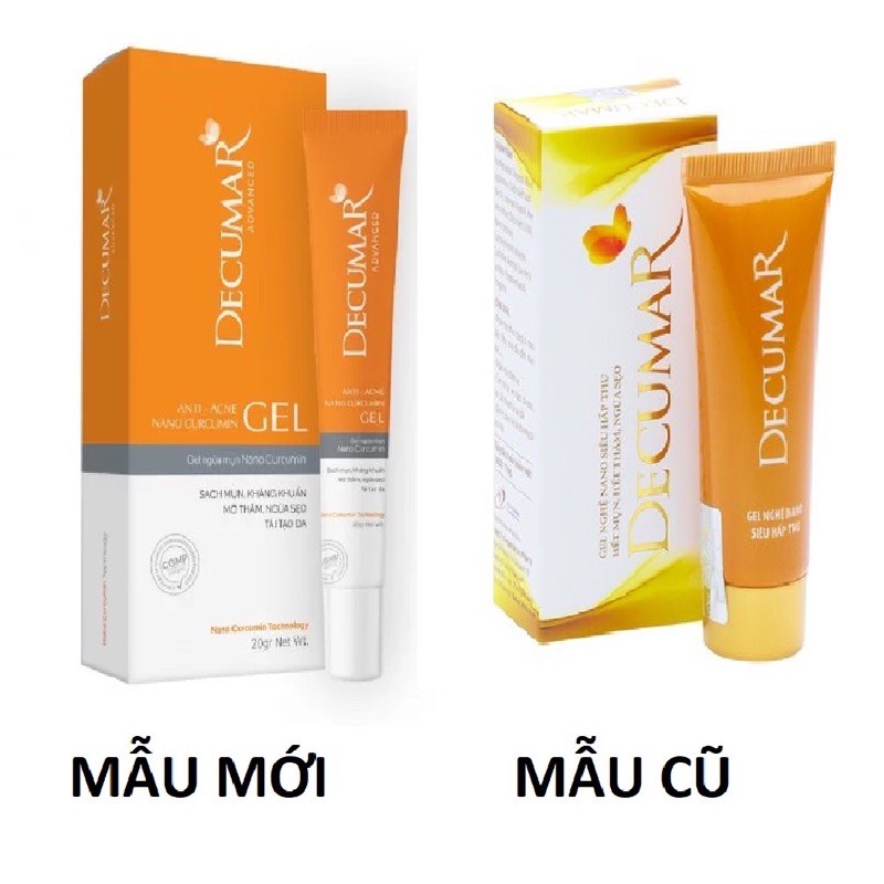 Gel bôi ngoài da nghệ nano siêu hấp thu DECUMAR new hết mụn, hết thâm sẹo ( tuýp 20g)