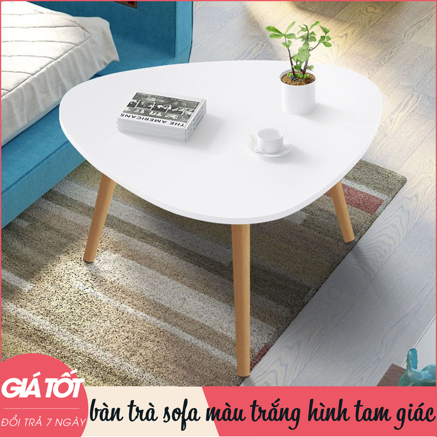 Bàn trà - Bàn, Bàn Gỗ, Bàn trà sofa tam giác Vintage chân gỗ, làm từ gỗ MDF chất lượng, Kiểu dáng mới 2021, sang trọng, hiện đại, kiểu dáng mới tiết kiệm không gian