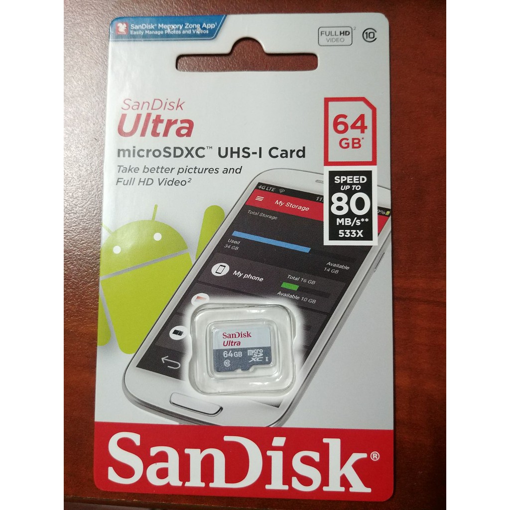 Thẻ nhớ microsdxc 64gb sandisk ultra class 10 533x 80mb/s
