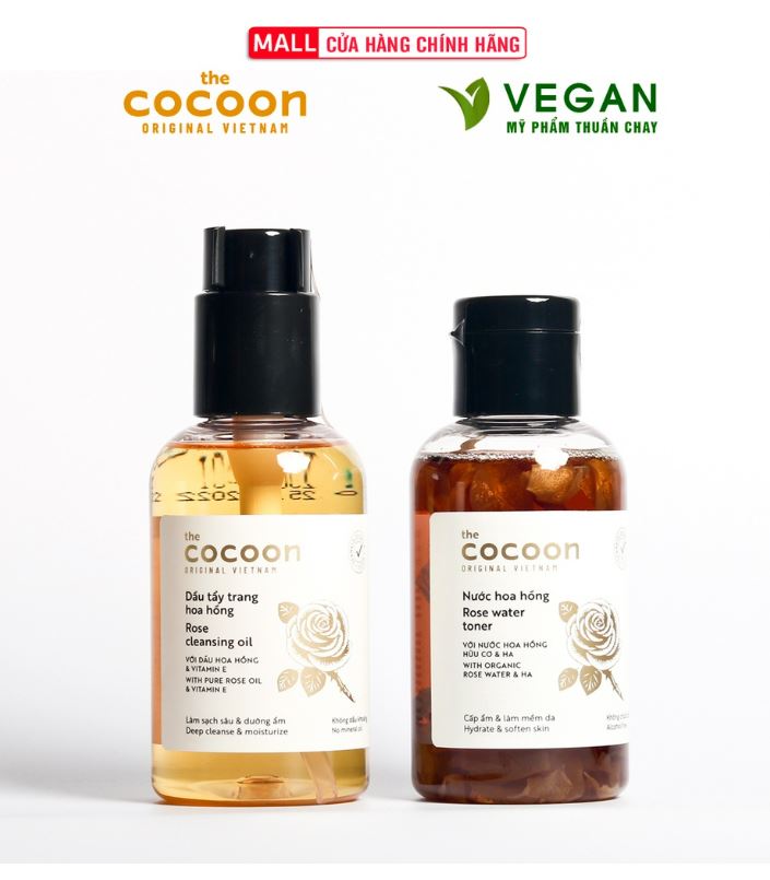 Combo Nước hoa hồng Cocoon 140ml + Dầu tẩy trang hoa hồng Cocoon 140ml