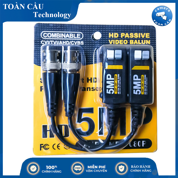 [100% CHÍNH HÃNG] Bộ video balun camera HD 5mp lõi đồng - Hỗ Trợ Camera AHD/CVI/TVI - Camera Toàn Cầu