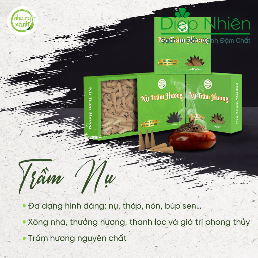 Nhang nụ Trầm Hương thơm dịu nhẹ - Sản phẩm nhang sạch của thương hiệu nhang Xanh