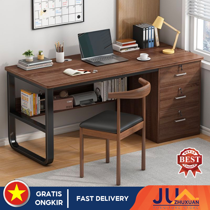 Bàn làm việc văn phòng giá rẻ gồm 3 hộc tủ lớn cao cấp có khóa, chống ẩm tốt và dễ dàng lắp ráp