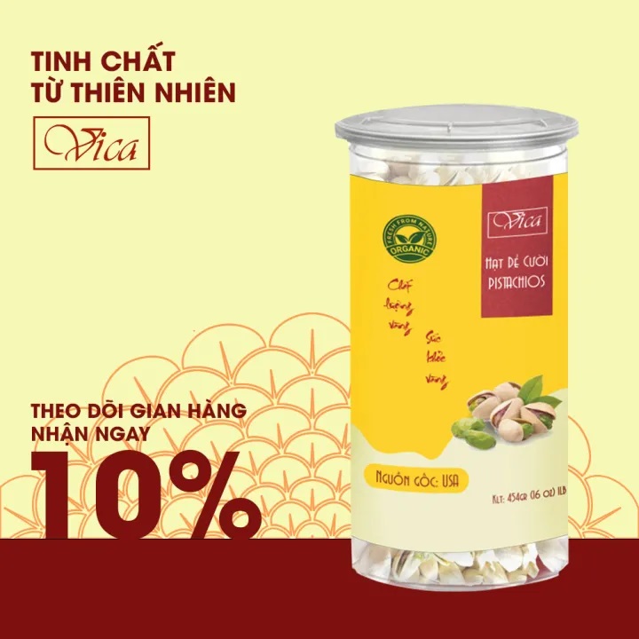 Bộ 4 hộp Hạt dẻ cười VICA Pistachio USA 454g (1LB) đóng hũ nhựa cao cấp. Hạt Dẻ Cười Mỹ hũ nhựa cao cấp, dùng làm quà tặng, quà tết, hạt dinh dưỡng