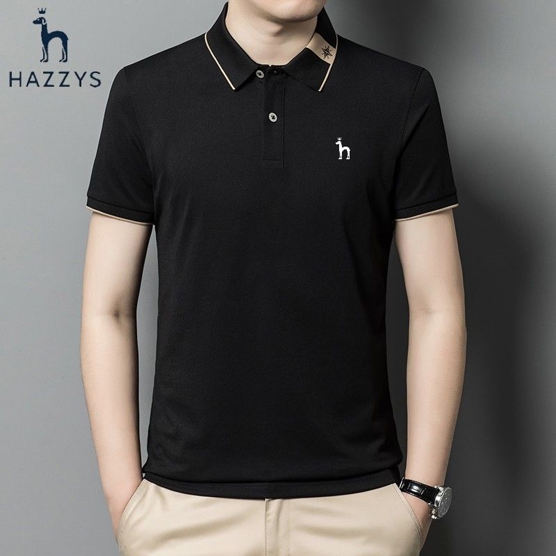 🏆Original Hazzys haggis men's summer new cotton short-sleeved T-shirt fashion casual lapel half-slee