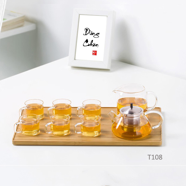 Bộ ấm trà đạo thủy tinh chịu nhiệt 8 món Samadoyo T108 250ml - Bộ ấm chén trà đạo Zen Tea