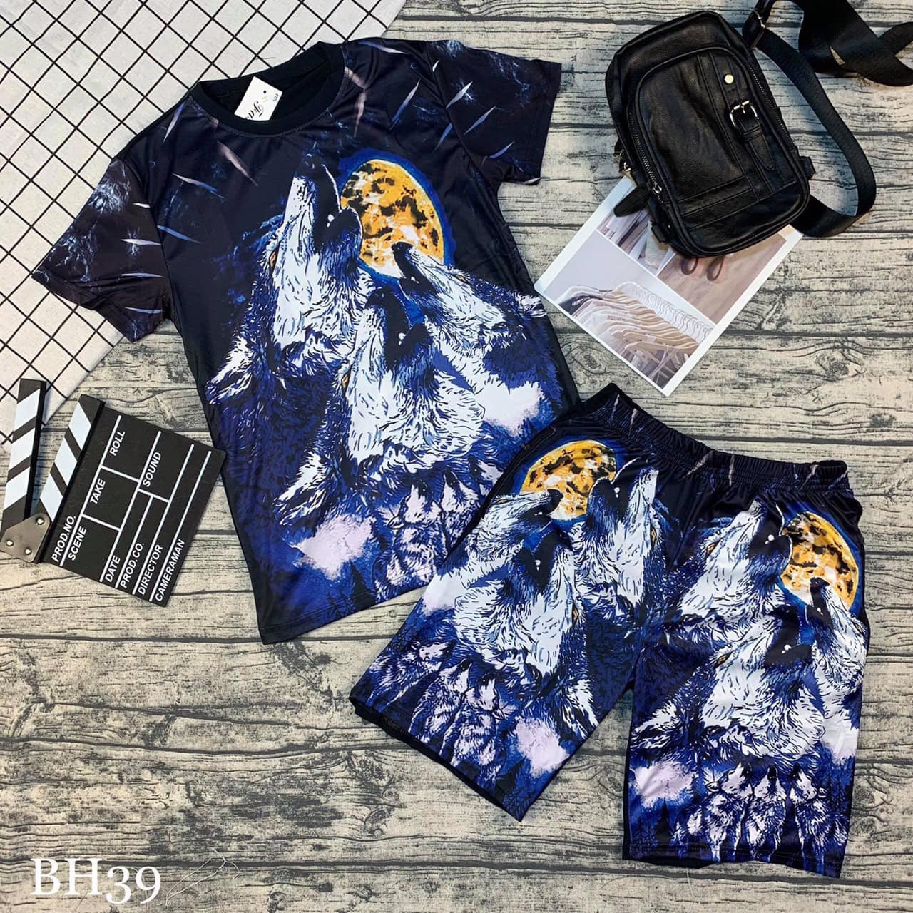 Bộ Quần Áo Thun Phông Nam Cổ Tròn Tay Lỡ In 3D hình sói chất liệu thun lạnh mềm mịn hàng Full Size - Thời Trang BiBi Fashion - BN25