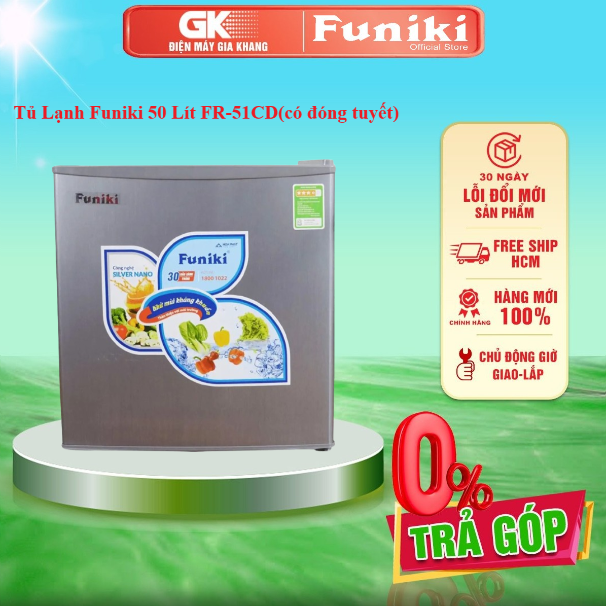 Fr-51cd - tủ lạnh funiki fr 51cd 46 lít -miễn phí vận chuyển hcm - giao toàn quốc - freeship hcm