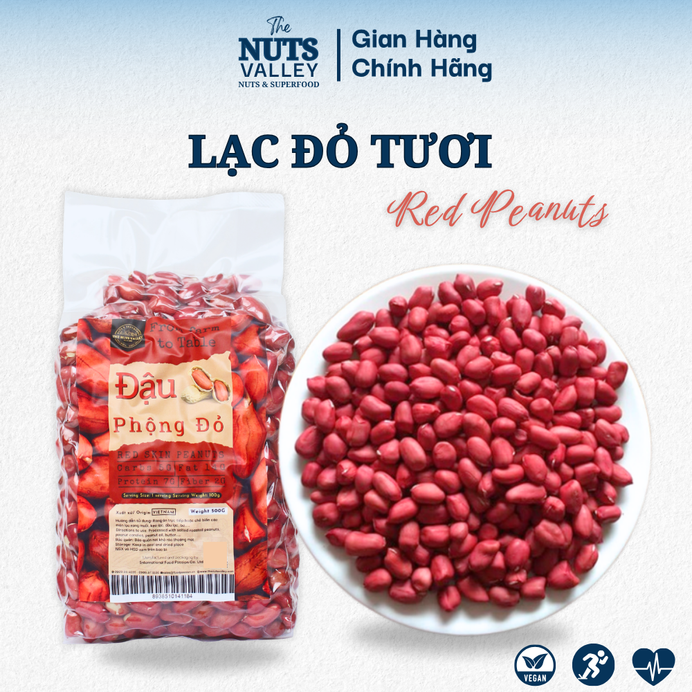 Lạc Đỏ Tươi - Đậu Phộng Đỏ Tươi VN - Nấu Ăn, Rang Mộc, Ăn Vặt, Làm Bánh - Red Peanuts, The Nuts Valley - KL Cả Bì