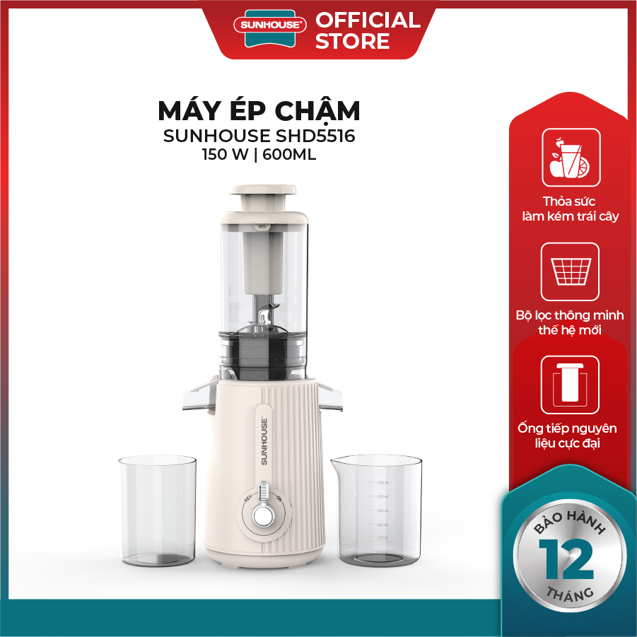 Máy ép chậm SUNHOUSE SHD5516 - Công nghệ ép chậm thông minh - bảo hành chính hãng 12 tháng