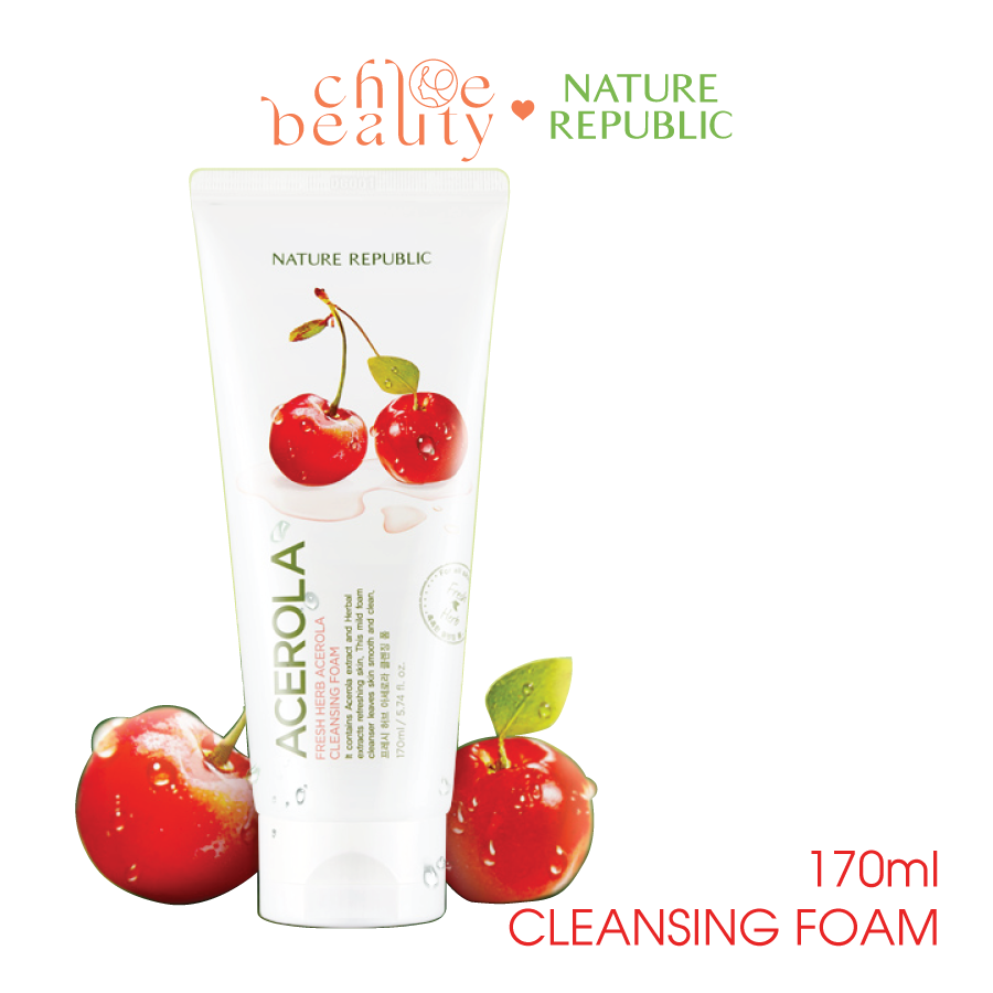 Sữa rửa mặt sơ-ri nature republic fresh herb acerola cleansing foam 170ml