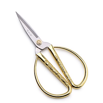 Kéo cắt băng khánh thành, cán vàng hình rồng phụng, dài 19cm