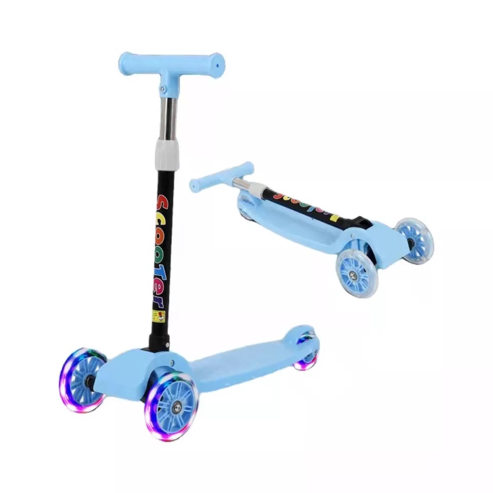 Xe trượt scooter 3 bánh có đèn phát sáng có thể gập gọn giúp bé vận động phát triển toàn diện
